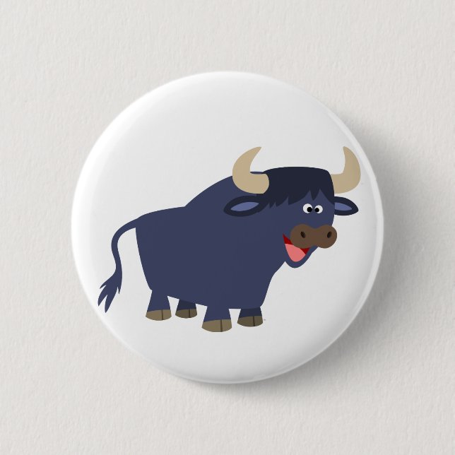 Niedlich Friendly Cartoon Bull Button Abzeichen (Vorderseite)