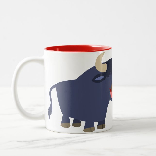 Niedlich Friendly Cartoon Bull Tasse (Links)