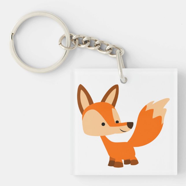 Niedlich Friendly Cartoon Fox Acrylic Schlüsselanh Schlüsselanhänger (Vorderseite)