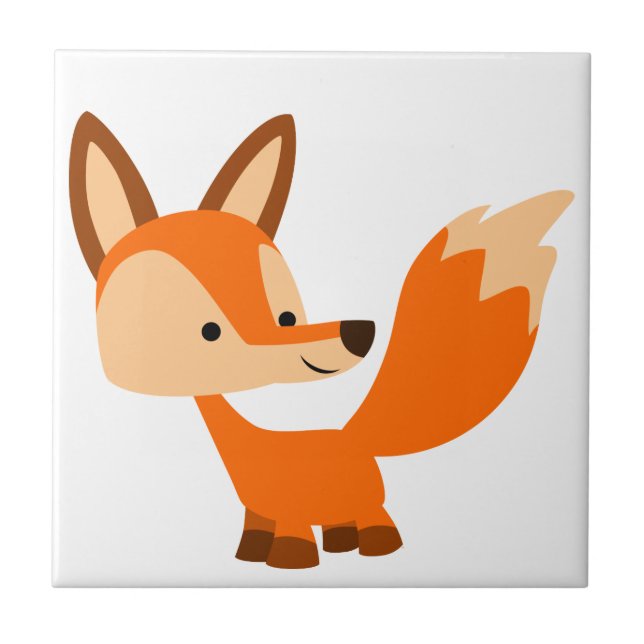 Niedlich Friendly Cartoon Fox Tile Fliese (Vorderseite)