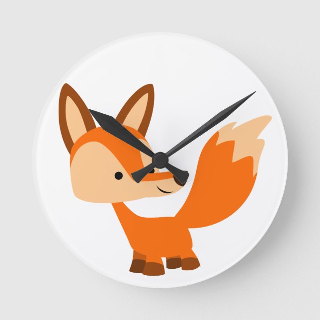 Niedlich Friendly Cartoon Fox Wall Uhr (Vorderseite)