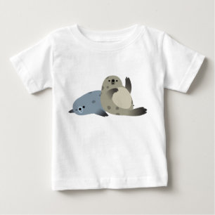 Niedlich Friendly Cartoon Harbour Siegel Baby T - T-shirt