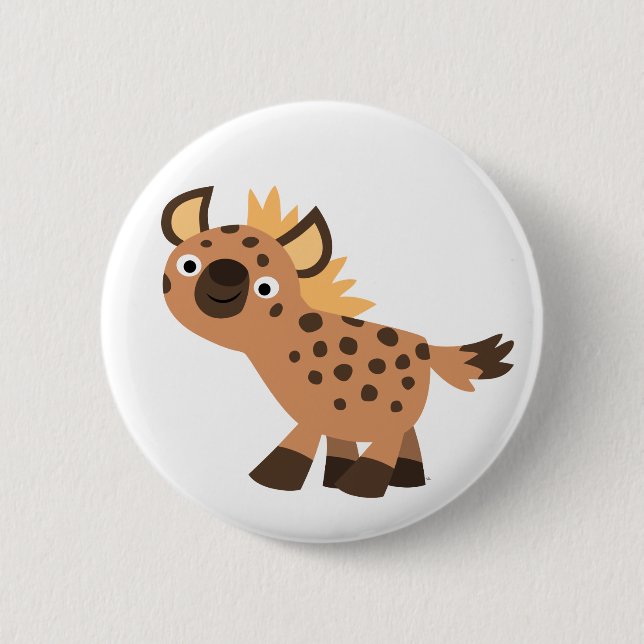 Niedlich Friendly Cartoon Hyena Button (Vorderseite)