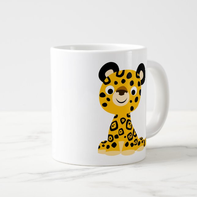 Niedlich Friendly Cartoon Jaguar Jumbo-Tasse (Vorderseite Rechts)
