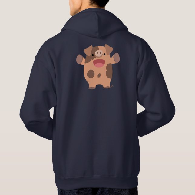Niedlich Friendly Cartoon Pig Hoodie (Rückseite)