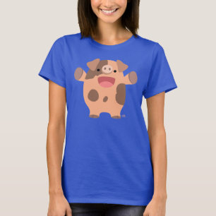 Niedlich Friendly Cartoon Pig Women T - Shirt
