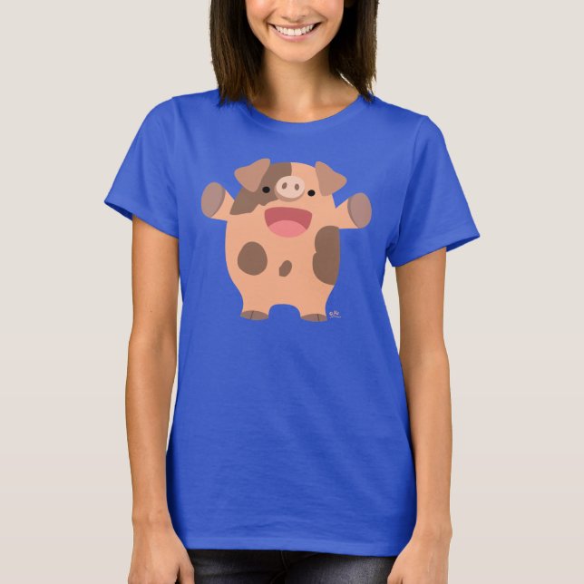 Niedlich Friendly Cartoon Pig Women T - Shirt (Vorderseite)