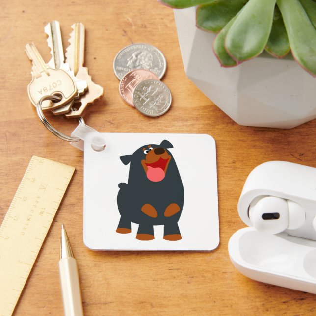 Niedlich Friendly Cartoon Rottweiler Schlüsselanhä Schlüsselanhänger (Schreibtisch)