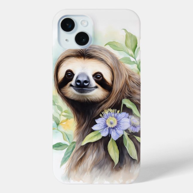 Niedlich Friendly Sloth Wassercolor Malerei Case-Mate iPhone Hülle (Rückseite)