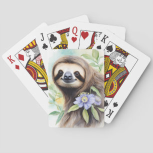 Niedlich Friendly Sloth Wassercolor Malerei Spielkarten