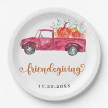 Niedlich Friendsgiving Calligrafy Red Truck Pumpki