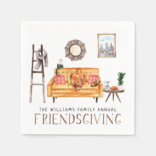 Niedlich Friendsgiving Erntedank Dinner Party Serviette (Vorderseite)