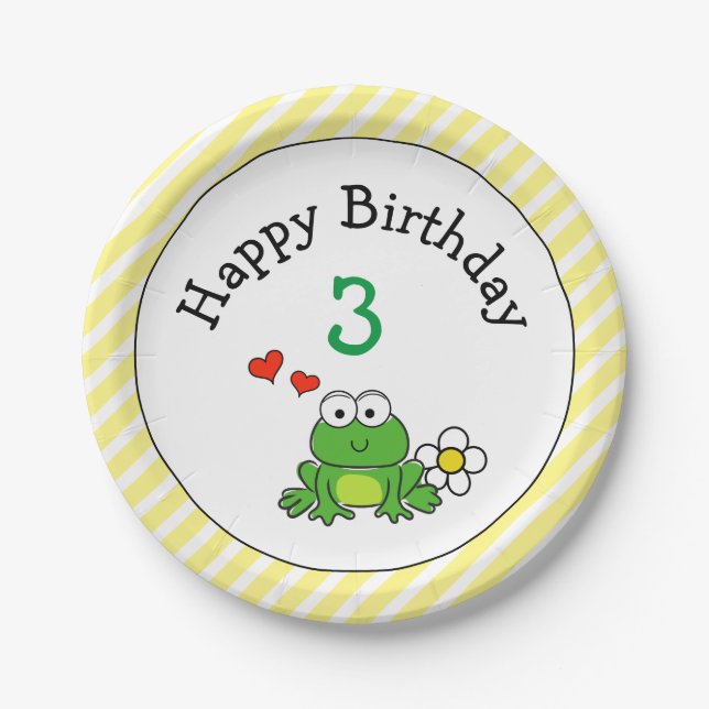 Niedlich Frog Birthday Party Paper Plate Pappteller (Vorderseite)