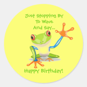 Niedlich Frog Funny Animal Kids Happy Birthday Runder Aufkleber