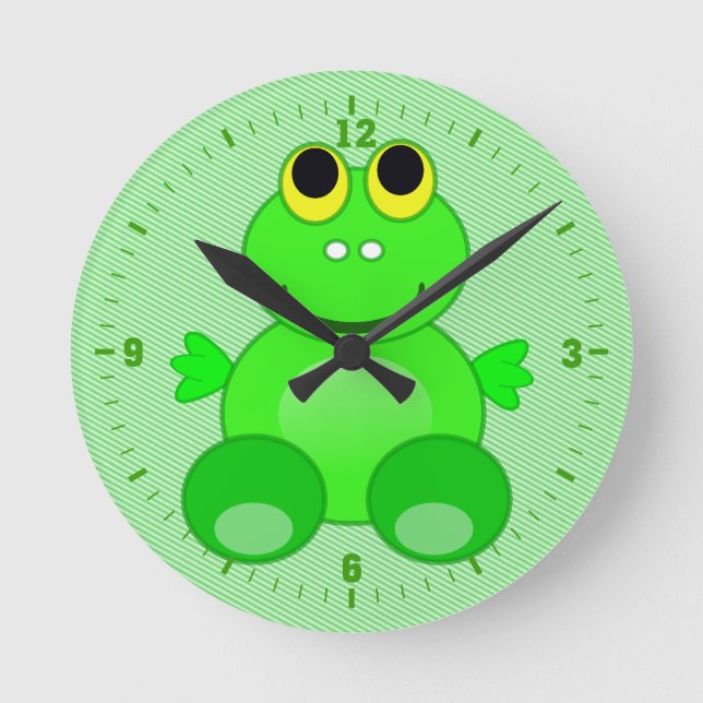 Niedlich Frog Graphic Runde Wanduhr (Vorderseite)