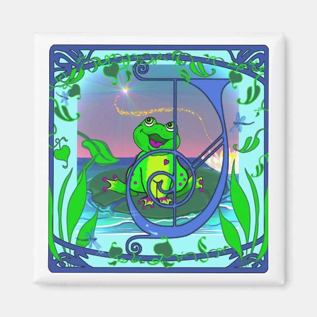 Niedlich Frog Initial J Magnet (Vorne)