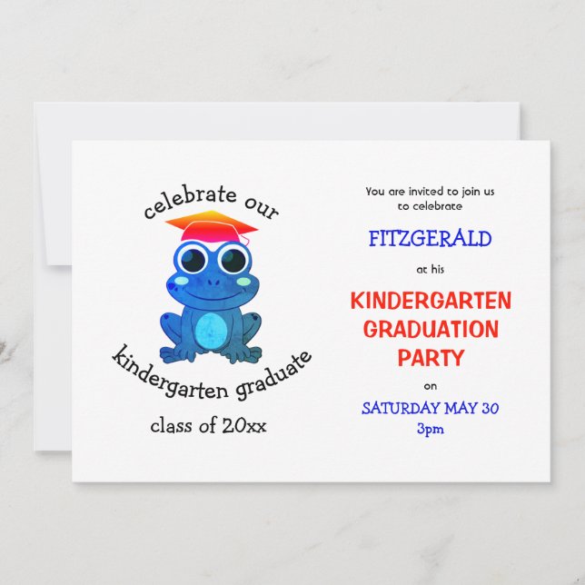 Niedlich Frog Kindergarten Graduierungsparty Einladung (Vorderseite)