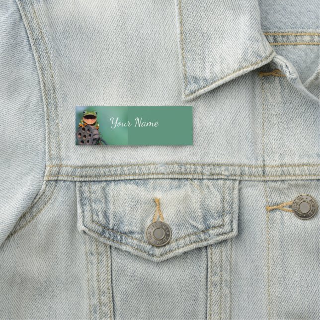 Niedlich Frog Nature Wildlife Name Custom Namensschild (Beispiel)