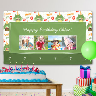 Niedlich Frog Pattern Lächeln Text Happy Birthday  Banner