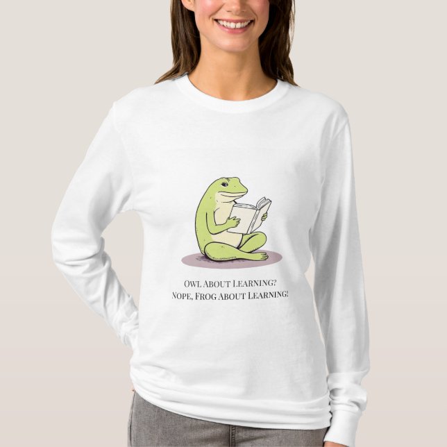 Niedlich Frog Reading Women's Shirt (Vorderseite)