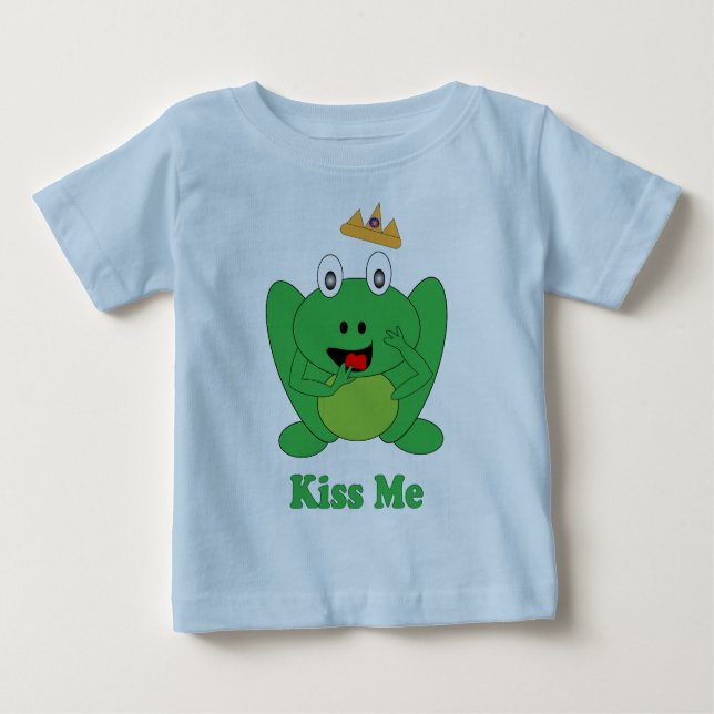 Niedlich Frog sagt "Kiss Me" Märchenteppich Baby T-shirt (Vorderseite)