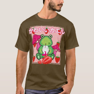 Niedlich Frog Strawberry Retro 90er Ästhetik Kawai T-Shirt