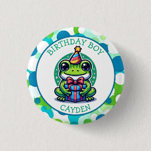 Niedlich Frog Themed Boy's Birthday Boy Button