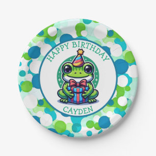 Niedlich Frog Themed Boy's Birthday Boy Pappteller