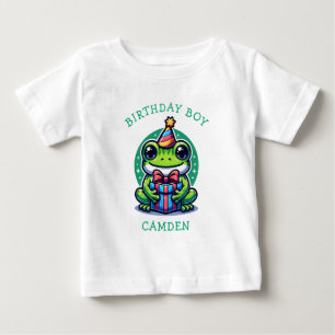 Niedlich Frog Themed Boy's Birthday Boy Personalis Baby T-shirt