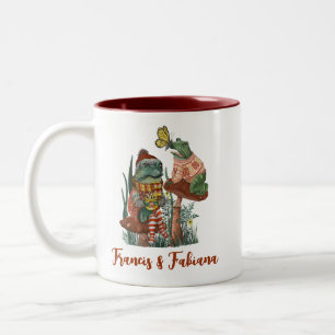 Niedlich Frog und Toad Merry Mushroom Frohe Weihna Zweifarbige Tasse