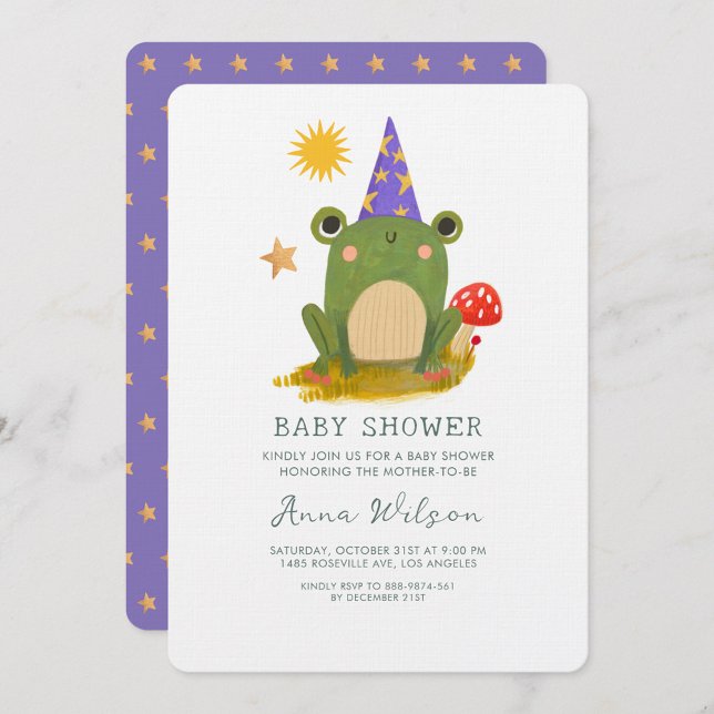 Niedlich Frog Wizard Niedlich Baby Shower Einladun Einladung (Von Creator hochgeladen)
