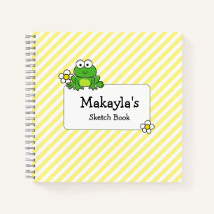 Niedlich Frog Yellow and White Stripe Spirale Note Notizbuch