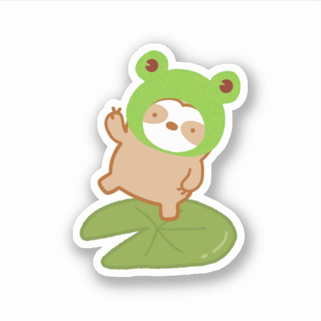 Niedlich Froggy Sloth Aufkleber (Vorderseite)