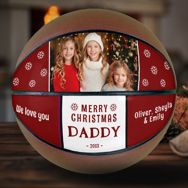 Niedlich frohe Weihnachten Daddy Family Foto Basketball (Von Creator hochgeladen)