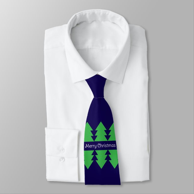 Niedlich frohe Weihnachten Einfache Baumdesign Bla Krawatte (Gebunden)