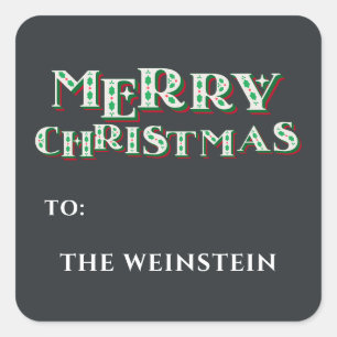 Niedlich frohe Weihnachten Einzigartiges Festfest Quadratischer Aufkleber