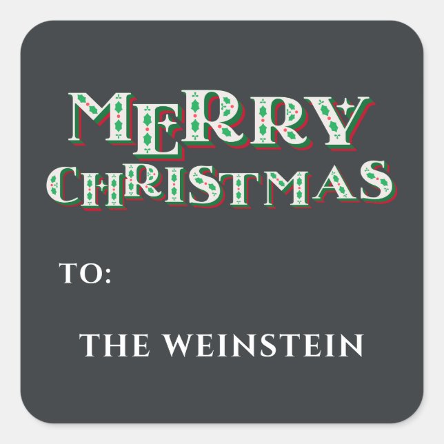 Niedlich frohe Weihnachten Einzigartiges Festfest Quadratischer Aufkleber (Vorderseite)