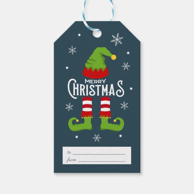 Niedlich frohe Weihnachten - Elf des Weihnachtsman Geschenkanhänger (Vorderseite)