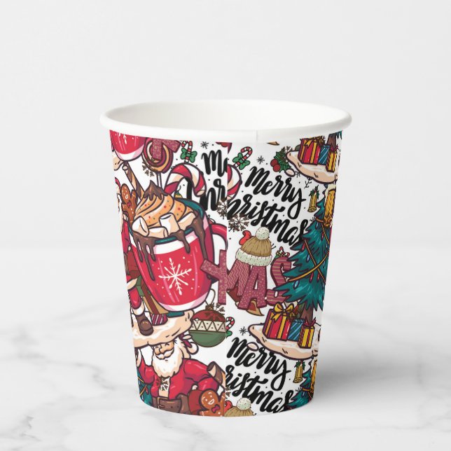 Niedlich frohe Weihnachten - Feiertag Pappbecher (Rechts)