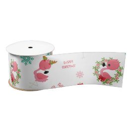 Niedlich frohe Weihnachten Flamingo Snowflake Satinband