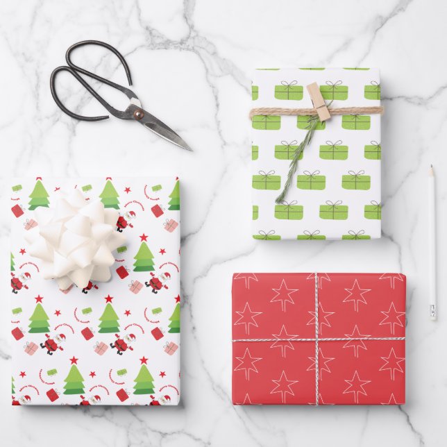 Niedlich frohe Weihnachten Geschenkpapier Set (Vorderseite)