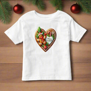 Niedlich frohe Weihnachten Gingerbread Mann Herz Kleinkind T-shirt