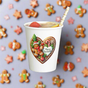 Niedlich frohe Weihnachten Gingerbread Mann Herz Pappbecher
