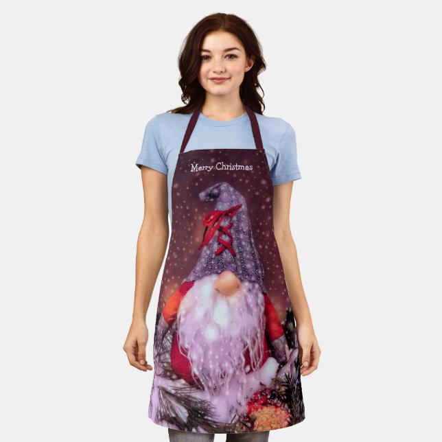 Niedlich frohe Weihnachten Gnome Holiday Tree Schürze (Getragen)