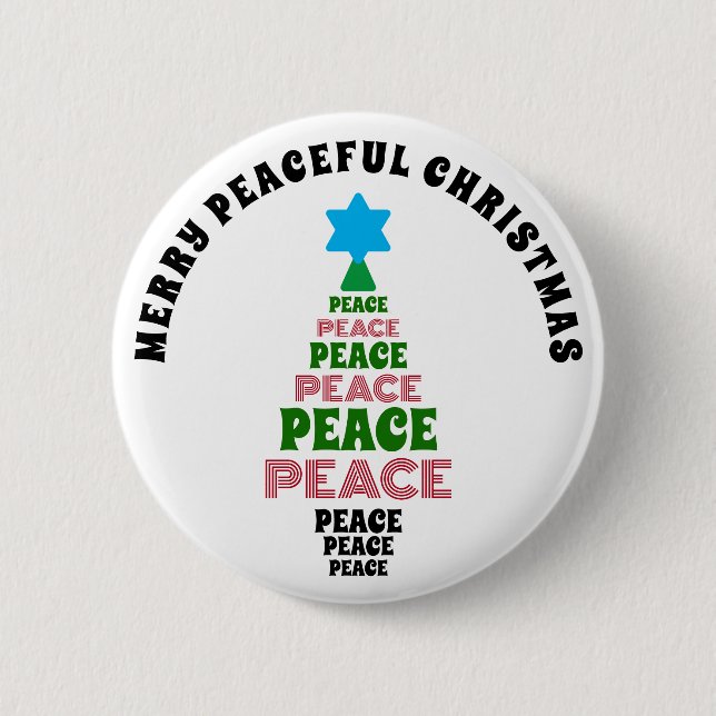Niedlich frohe Weihnachten Grün und Roter Friedens Button (Vorderseite)