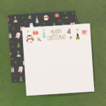 Niedlich frohe Weihnachten Mitteilungskarte<br><div class="desc">Niedliches Weihnachtsdesign mit Urlaubssymbolen wie Weihnachtsbäumen ,  Pinguinen,  Geschenken und Heiligen.</div>
