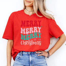Niedlich frohe Weihnachten Moderne Frauen Xmas Red T-Shirt