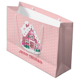 Niedlich Frohe Weihnachten Pink Snowy Gingerbread  Große Geschenktüte