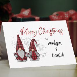 Niedlich frohe Weihnachten Rustikale Gnome Rote Ka