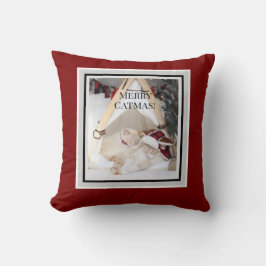 Niedlich frohe Weihnachten schlafende Kätzchen Wei Kissen